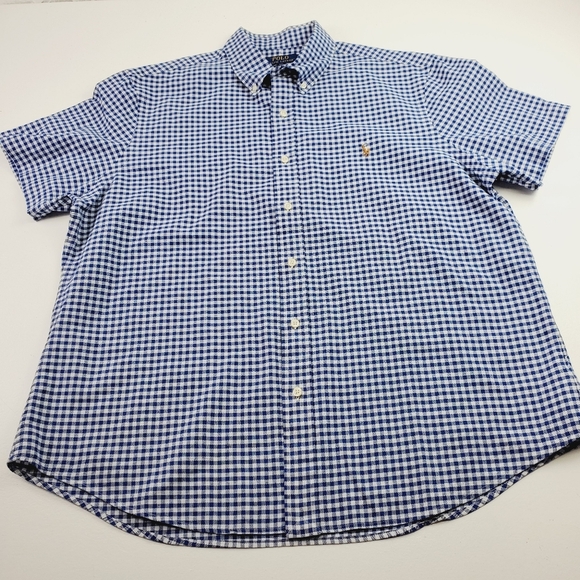 Polo Ralph Lauren Men's Short Sleeve Oxford Shirt Size XL Blue/White Check - Picture 1 of 11